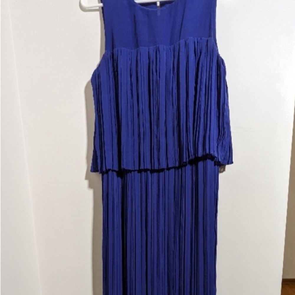Maxandcleo Maxi blue pleated dress